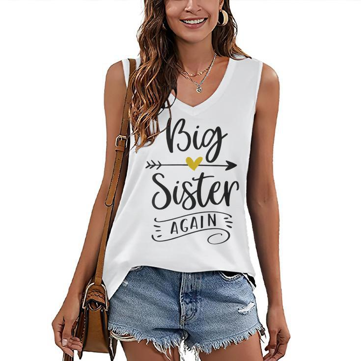 Big Sister Again Funny New Sister To Be  Women's V-neck Casual Sleeveless Tank Top