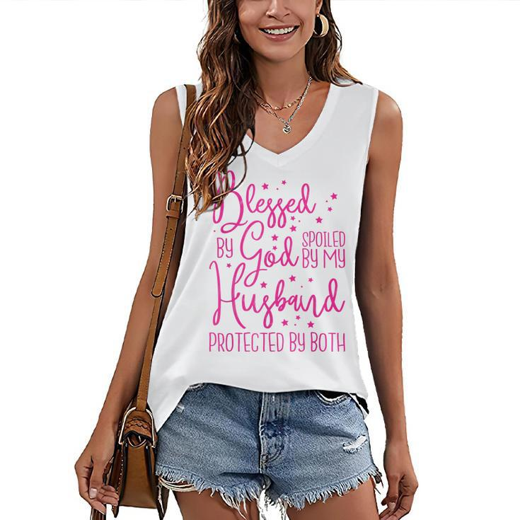 Blessed By God Spoiled By My Husband  Women's V-neck Casual Sleeveless Tank Top
