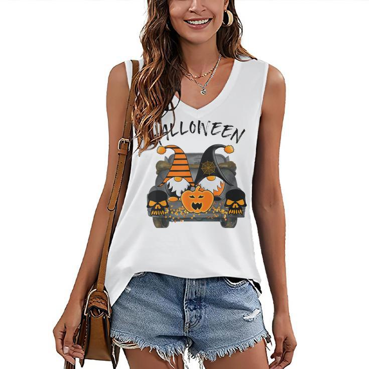 Boo Pumpkin Witch Gnomes In Halloween Truck Holiday V2 Women's Vneck Tank Top