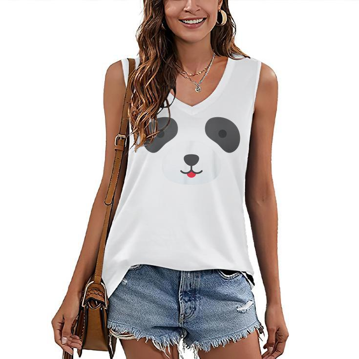 Cute Bear Panda Face Diy Easy Halloween Party Easy Costume Women's Vneck Tank Top