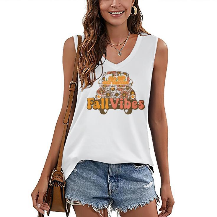 Fall Vibes Truck Thankful Truck Driver For Father Day  Women's V-neck Casual Sleeveless Tank Top