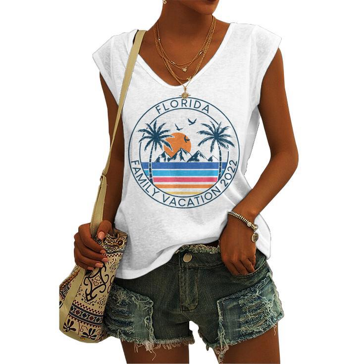 Florida Family Vacation 2022 Beach Palm Tree Summer Tropical Women's Vneck Tank Top