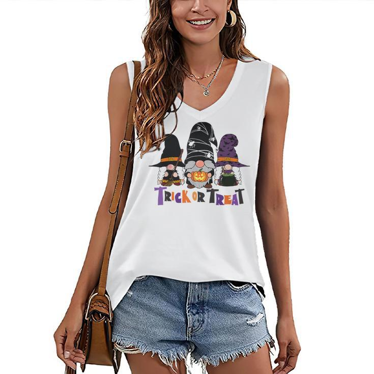 Gnomes Halloween Witch Garden Gnome Trick Or Treat  Women's V-neck Casual Sleeveless Tank Top