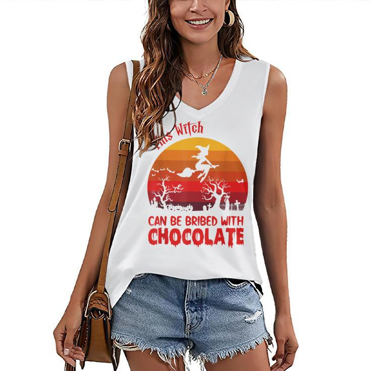 Halloween This Witch Can Be Bribed With Chocolate Retro Women's Vneck Tank Top