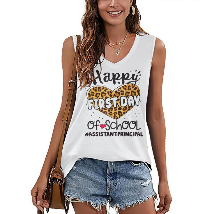 Happy First Day Of School Assistant Principal Back 100 Days  Women's V-neck Casual Sleeveless Tank Top