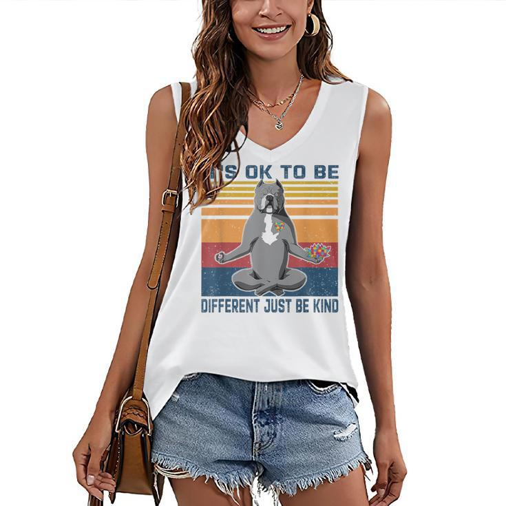 Its Ok To Be Different Just Be Kind Kindness - Pitbull Dog  Women's V-neck Casual Sleeveless Tank Top