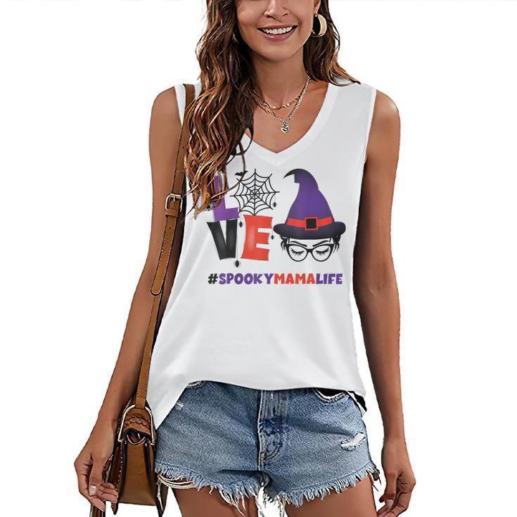 Love Halloween Mom Halloween Spooky Witch Face Mama Women Women's Vneck Tank Top