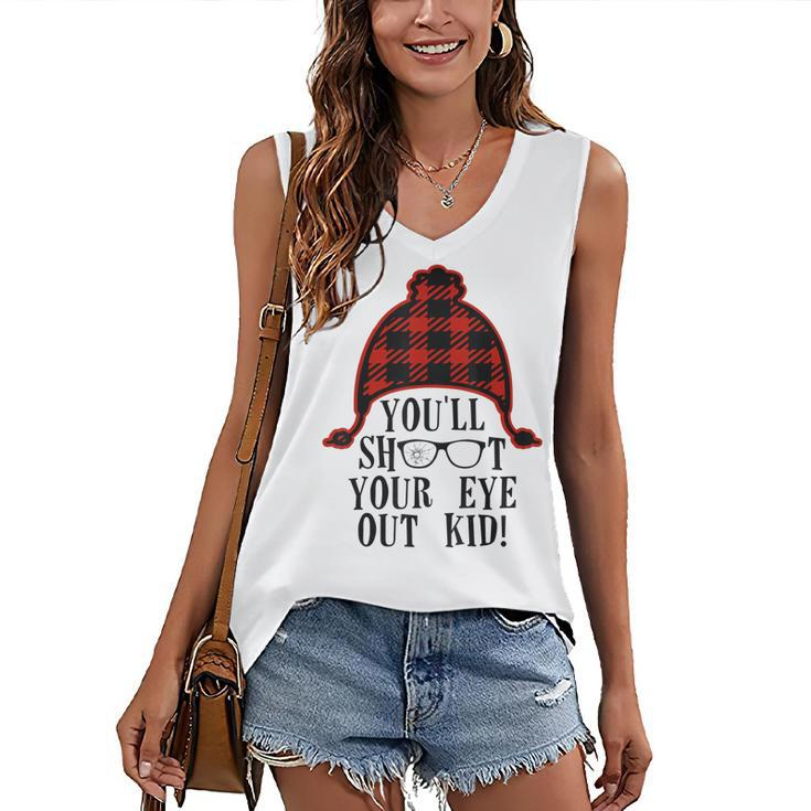 Oh Fudge Youll Shoot Your Eye Out Christmas Santa Claus Hat  Women's V-neck Casual Sleeveless Tank Top