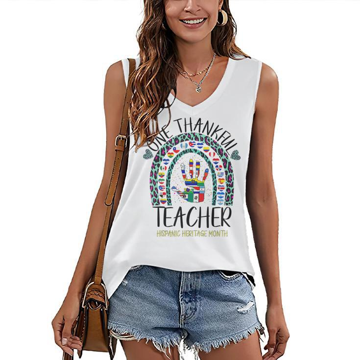 One Thankful Teacher Hispanic Heritage Month Countries Flags  V4 Women's V-neck Casual Sleeveless Tank Top