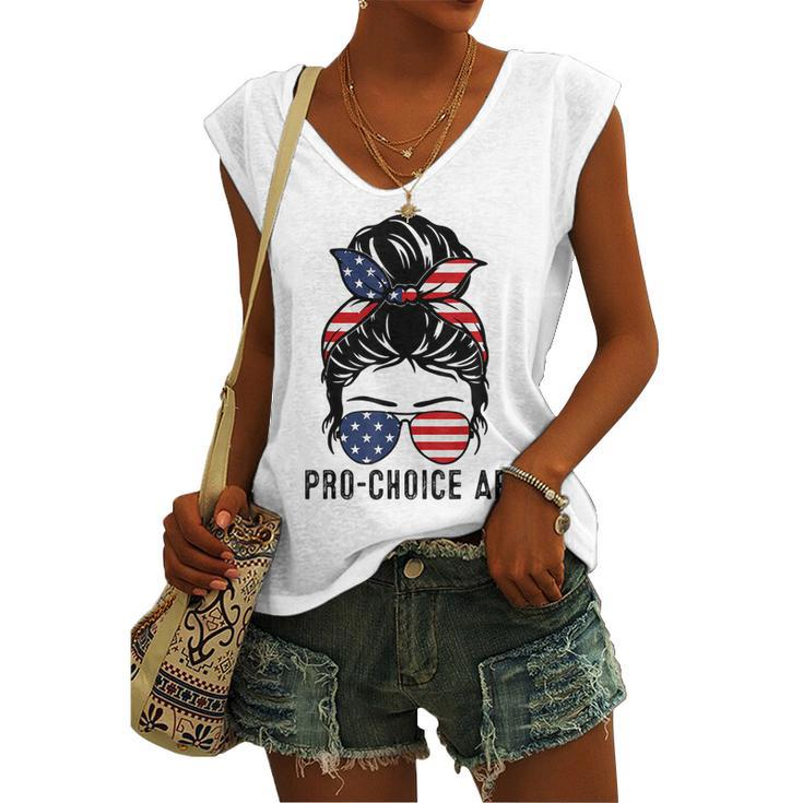 Pro Choice Af Messy Bun Us Flag Reproductive Rights Tank Women's Vneck Tank Top
