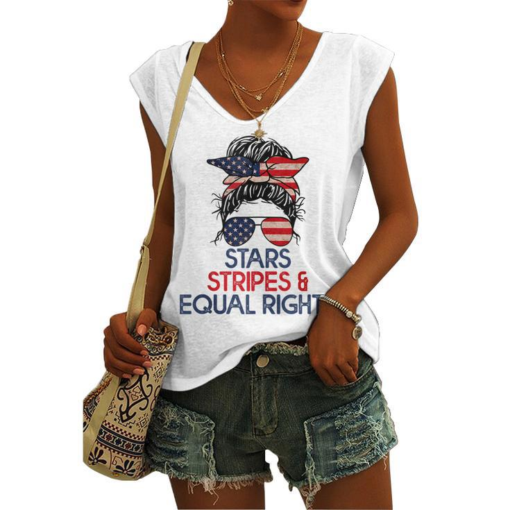 Retro Pro Choice Stars Stripes And Equal Rights Patriotic Women's Vneck Tank Top