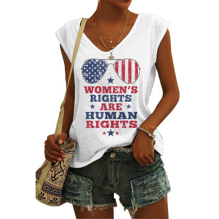 Womens Rights Are Human Rights American Flag 4Th Of July Women's Vneck Tank Top