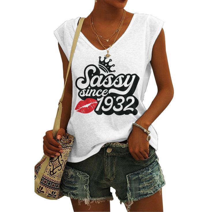 Sassy Since 1932 Fabulous 90Th Birthday Ideas For Her Women's Vneck Tank Top