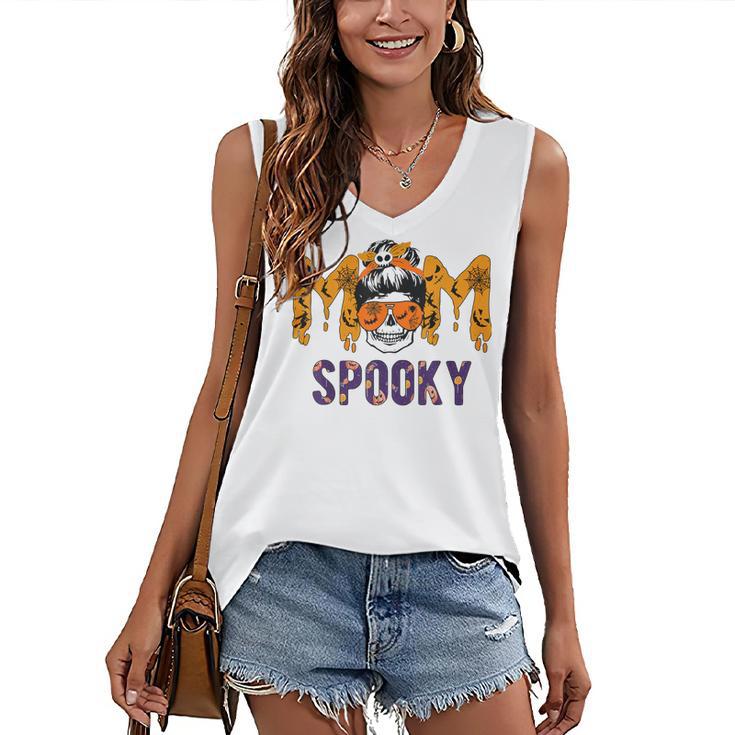 Spooky Mama Messy Skull Mom Witch Halloween Women Women's Vneck Tank Top