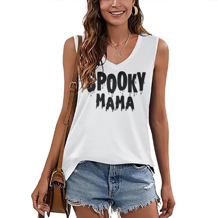 Womens Spooky Mama Mom Fun Scary Pumpkin Halloween Costume Boo Fall Women's Vneck Tank Top