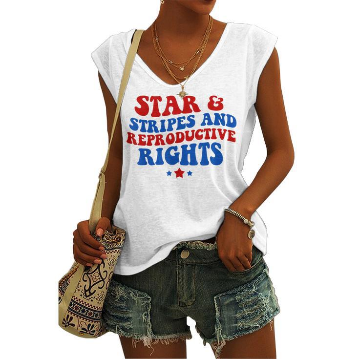 Stars Stripes Reproductive Rights 4Th Of July Groovy Women Women's Vneck Tank Top