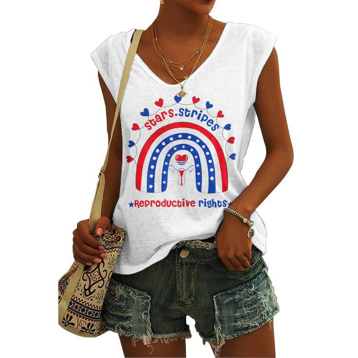 Womens Stars Stripes Reproductive Rights Patriotic 4Th Of July Women's Vneck Tank Top