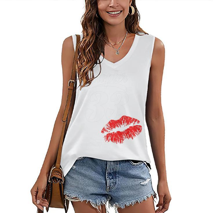 Womens Womens 33Th Birthday Lips  Chapter 33 Years Old  1989   Women's V-neck Casual Sleeveless Tank Top