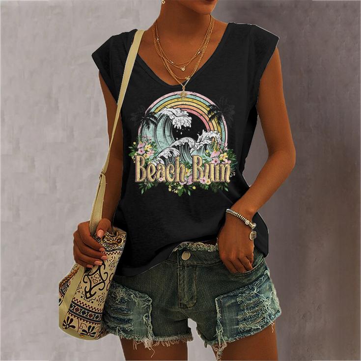 Vintage Retro Beach Bum Tropical Summer Vacation Gifts  Women's V-neck Casual Sleeveless Tank Top