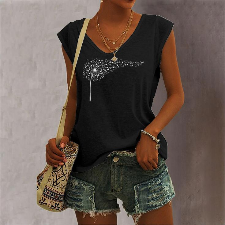 Dandelion Blowing Music Notes Cute Christmas Women's V-neck Tank Top