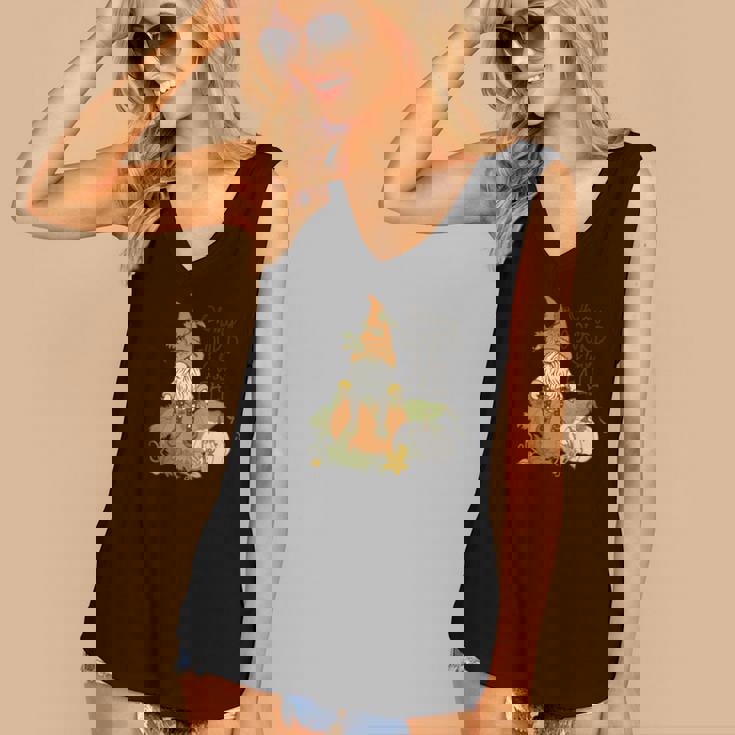 Fall Gnomes Oh My Gourd I Love Fall Women's V-neck Casual Sleeveless Tank Top