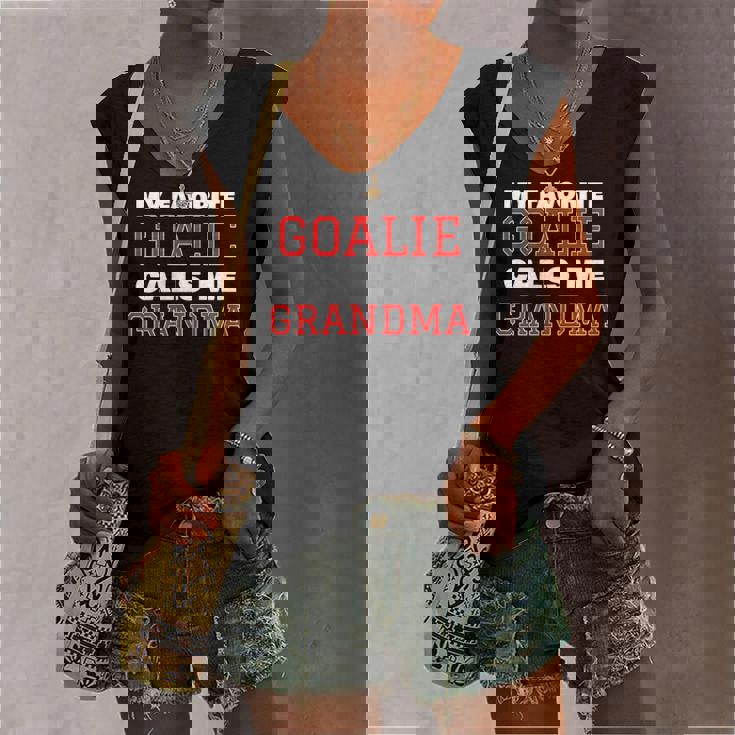 My Favorite Goalie Calls Me Grandma Soccer Hockey Lacrosse Women's V-neck Tank Top My Favorite Goalie Calls Me Grandma Soccer Hockey Lacrosse Women's V-neck Tank Top