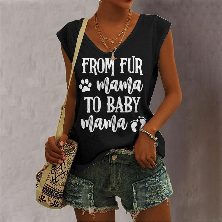Womens From Fur Mama To Baby Mama Pregnant Dog Lover New Mom Mother V2 Women's Vneck Tank Top