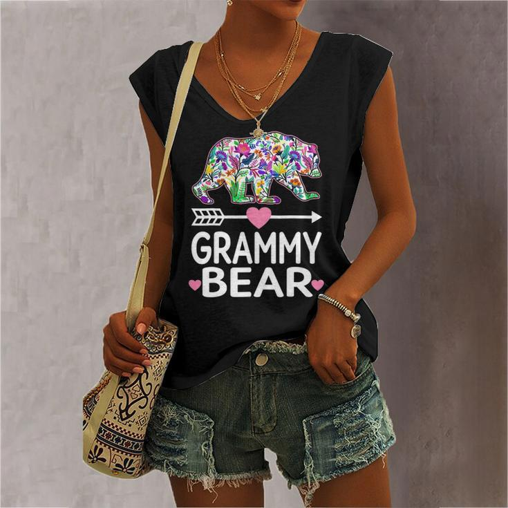 Grammy Bear Floral Matching Outfits Women's V-neck Tank Top