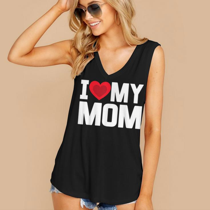 I Heart My Mom Love My Mom Happy Mothers Day Family Outfit Women's V-neck Casual Sleeveless Tank Top