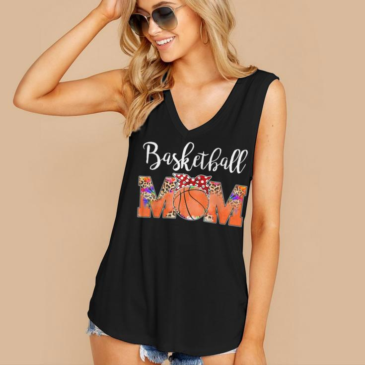 Leopard Basketball Mom Game Day Mom Life Tie Dye Mothers Day Women's V-neck Casual Sleeveless Tank Top