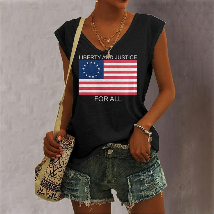 Liberty And Justice For All Betsy Ross Flag American Pride Women's V-neck Tank Top