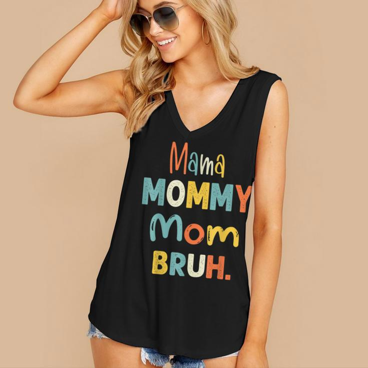 Mama Mommy Mom Bruh Funny Mothers Day Gifts For Mom  Women's V-neck Casual Sleeveless Tank Top