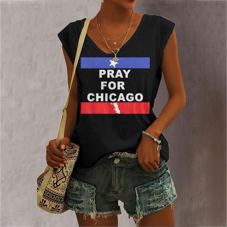 Pray For Chicago Encouragement Distressed Women's Vneck Tank Top