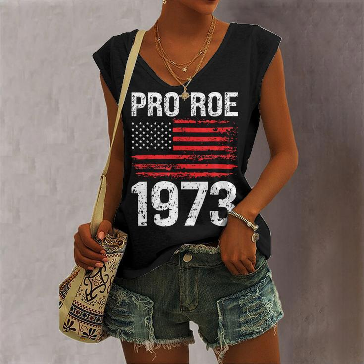 Pro Roe 1973 Reproductive Rights America Usa Flag Distressed Women's Vneck Tank Top
