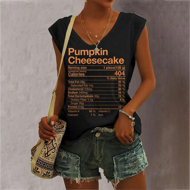 Pumpkin Cheesecake Nutrition Facts Thanksgiving Turkey Day V2 Women's Vneck Tank Top