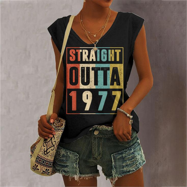 Straight Outta 1977 Vintage Graphic 45 Yrs Old 45Th Birthday Women's Vneck Tank Top