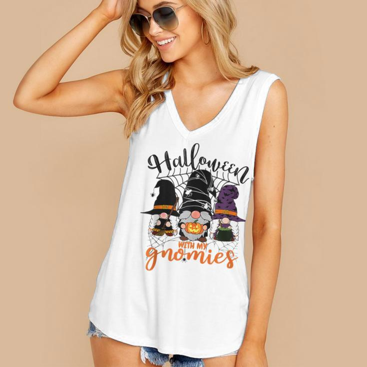 Gnomes Halloween With My Gnomies Witch Garden Gnome Women's V-neck Casual Sleeveless Tank Top