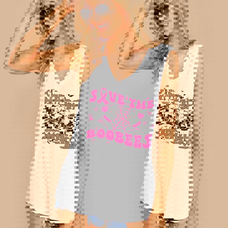 Groovy Save The Boo Bees Funny Breast Cancer Halloween Retro V2 Women's V-neck Casual Sleeveless Tank Top