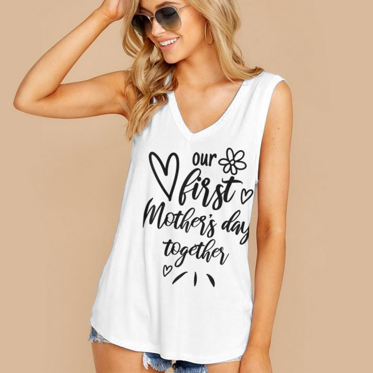 Our First Mothers Day Happy New Mom Mothers Day Rainbow Women's V-neck Casual Sleeveless Tank Top