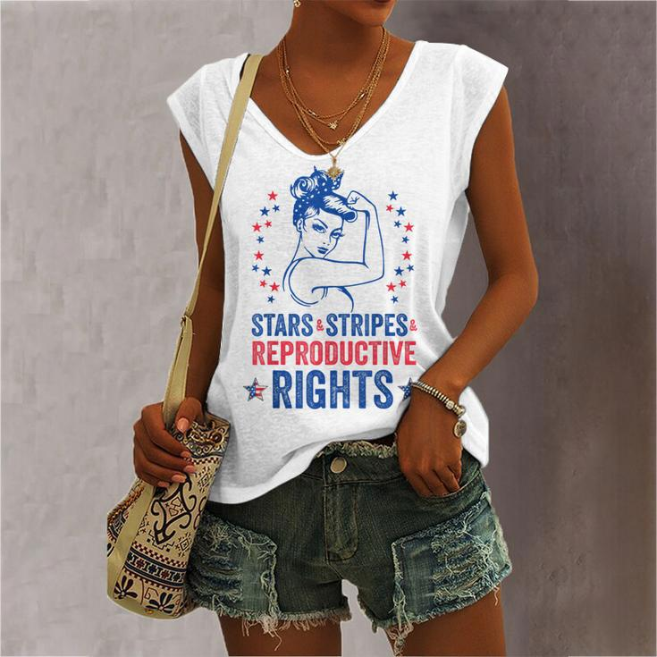 Patriotic 4Th Of July Stars Stripes Reproductive Right Women's Vneck Tank Top