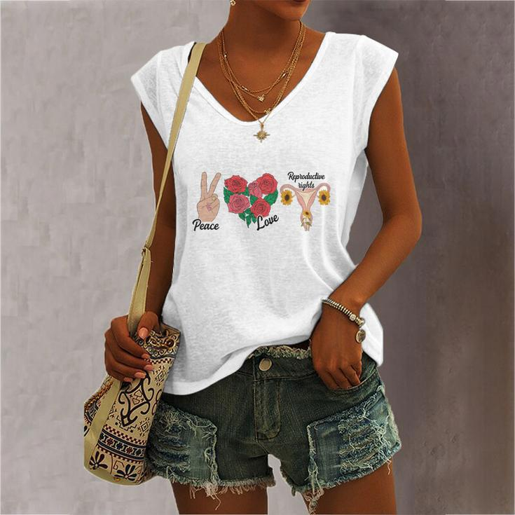 Peace Love Reproductive Rights Uterus Womens Rights Pro Choice Women's Vneck Tank Top