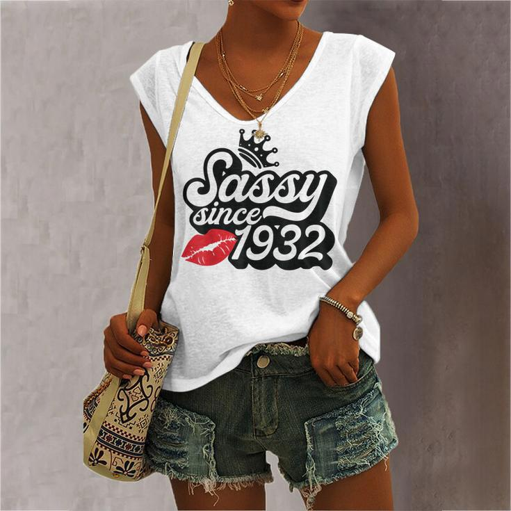 Sassy Since 1932 Fabulous 90Th Birthday Ideas For Her Women's Vneck Tank Top