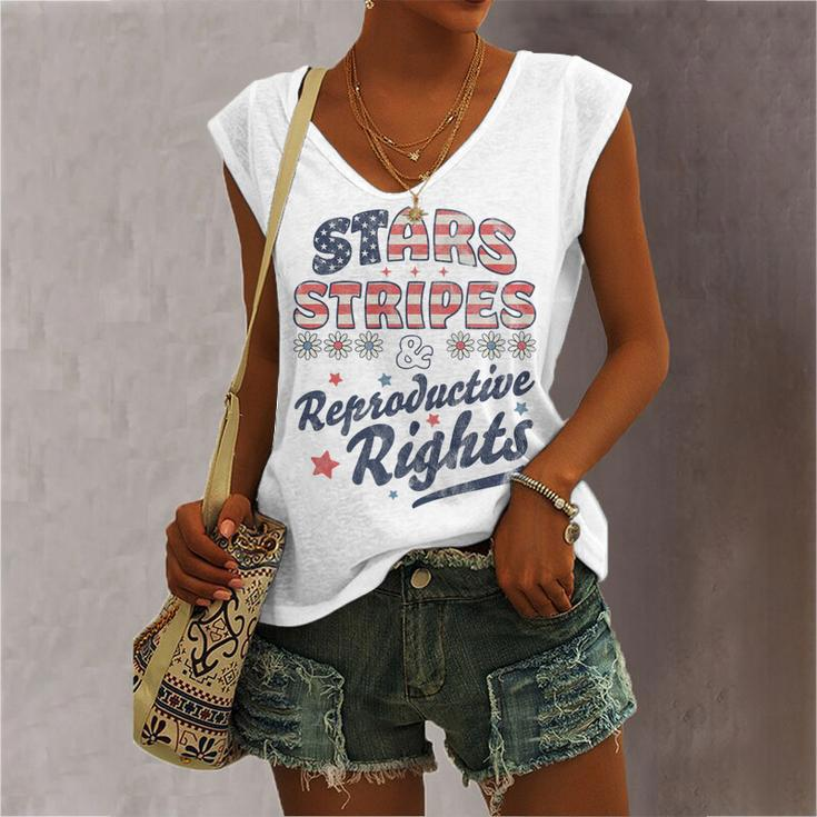 Stars Stripes Reproductive Rights Patriotic 4Th Of July Cute Women's Vneck Tank Top