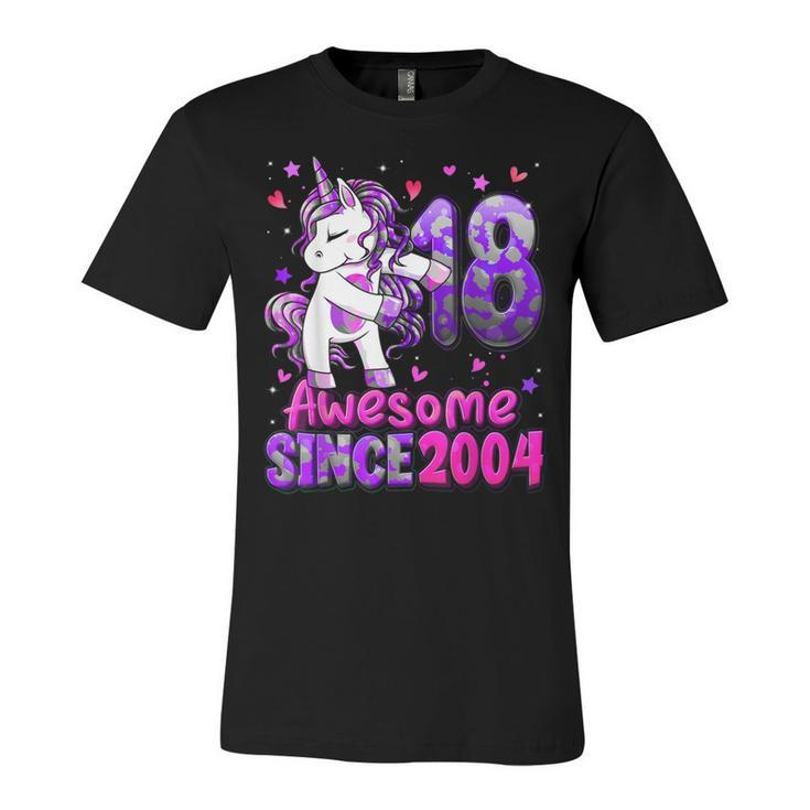 18 Years Old Unicorn Flossing 18Th Birthday Girl Unicorn  Unisex Jersey Short Sleeve Crewneck Tshirt