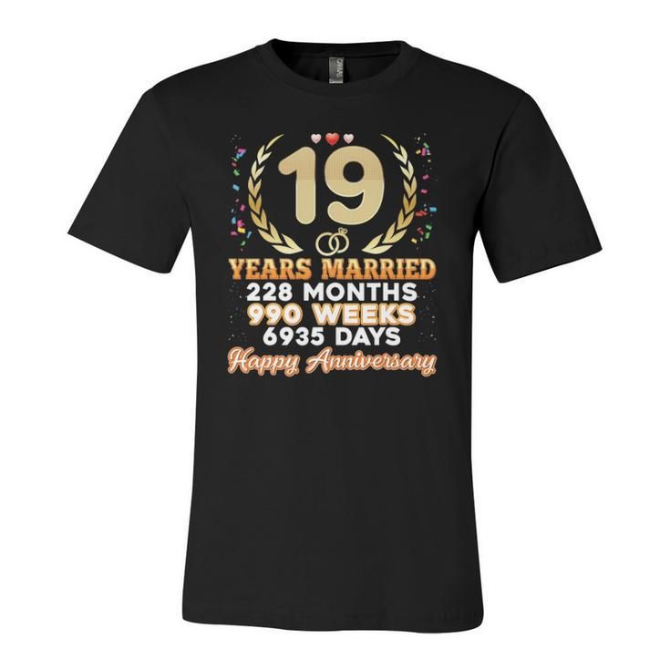 19 Years Married Happy 19Th Wedding Anniversary Couple Ring Jersey T-Shirt