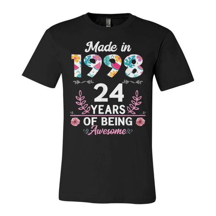 24 Years Old Gifts 24Th Birthday Born In 1998 Women Girls  V2 Unisex Jersey Short Sleeve Crewneck Tshirt