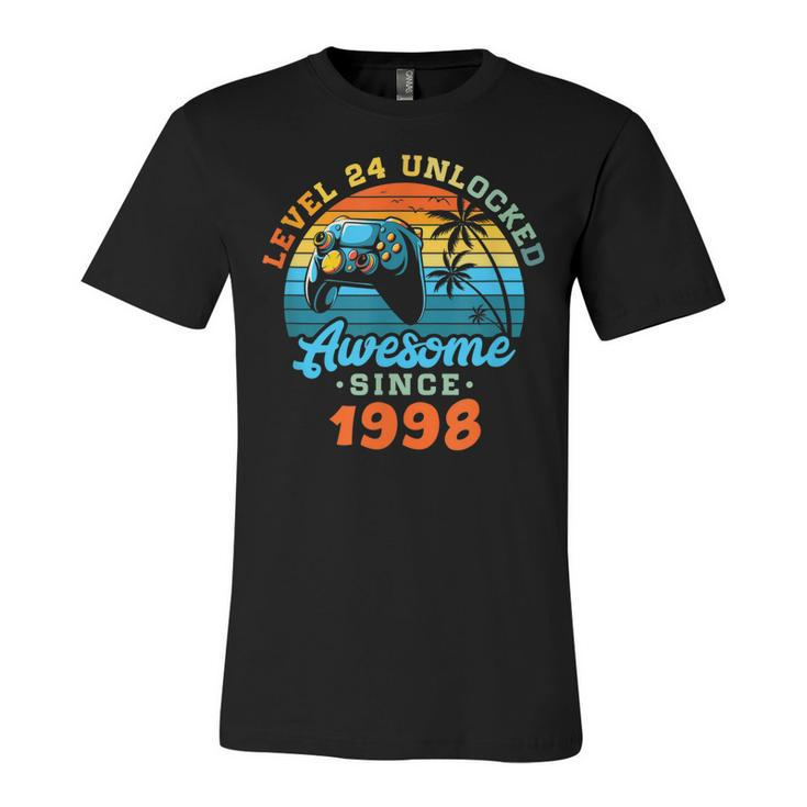 24Th Birthday Men Level 24 Man 1998 Gaming  Unisex Jersey Short Sleeve Crewneck Tshirt