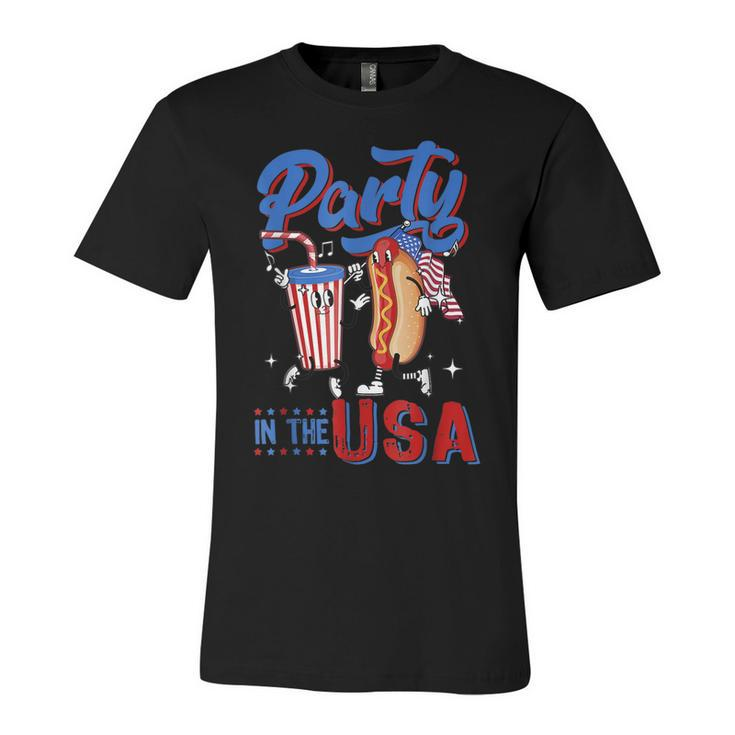 4Th Of July Food Party In The Usa Funny Hot Dog Lover  Unisex Jersey Short Sleeve Crewneck Tshirt