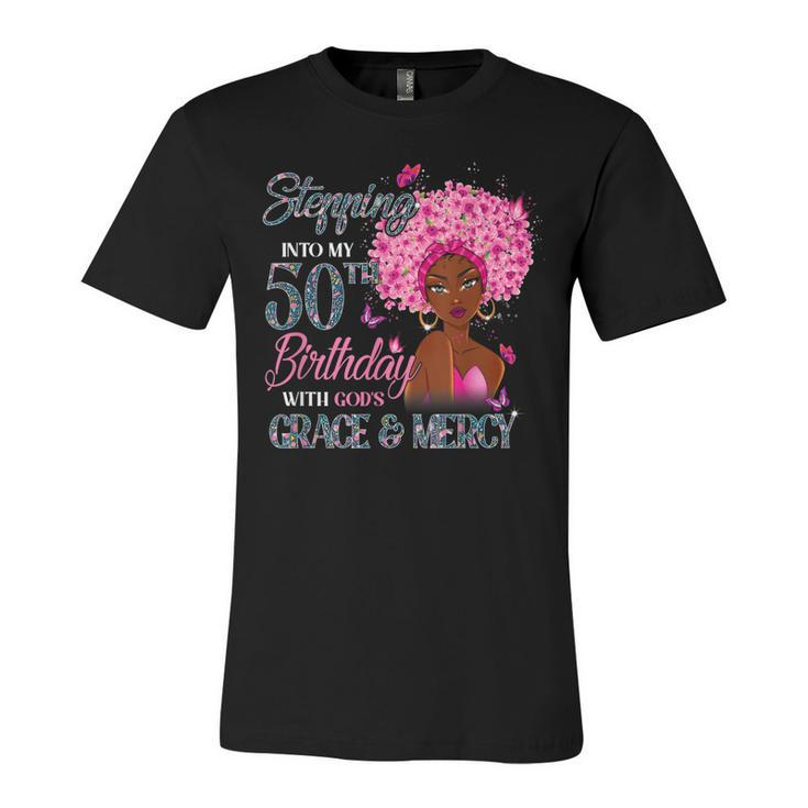 50Th Birthday Squad Stepping Into 50 Years Old Black Womens  Unisex Jersey Short Sleeve Crewneck Tshirt