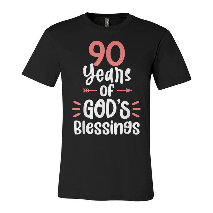 90 Years Of Gods Blessings 90 Year Old Happy 90Th Birthday  Unisex Jersey Short Sleeve Crewneck Tshirt